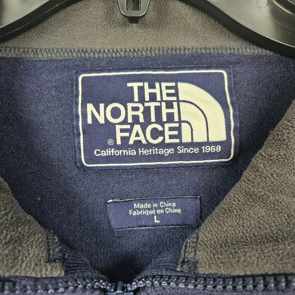 North Face Sweater Mens L Cotton Wool Blue Long Sleeve Pullover 1/4 Zip Layer